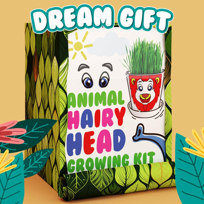 Animal Hairy Head Growing Kit with Animal Stickers