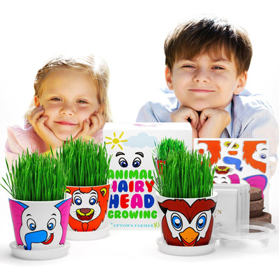 Animal Hairy Head Growing Kit with Animal Stickers