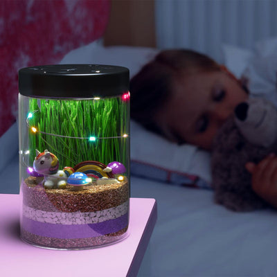 Unicorn Night Light Terrarium Kit for Kids with USA Seeds + Soil