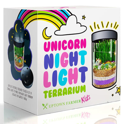 Unicorn Night Light Terrarium Kit for Kids with USA Seeds - Uptown Farmer